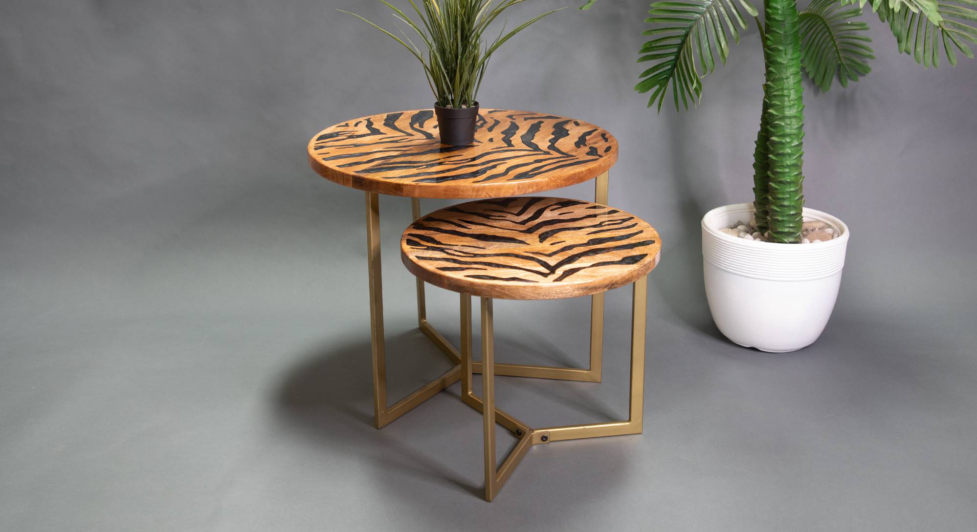 Epoxy Set of Two Tiger Side Table Urban Ladder