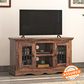 Living Room New Arrivals Design Bunai Solid Wood Free Standing TV Unit in Teak Finish