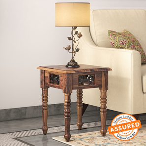Living Room New Arrivals Design Bunai Solid Wood Side Table in Teak Finish
