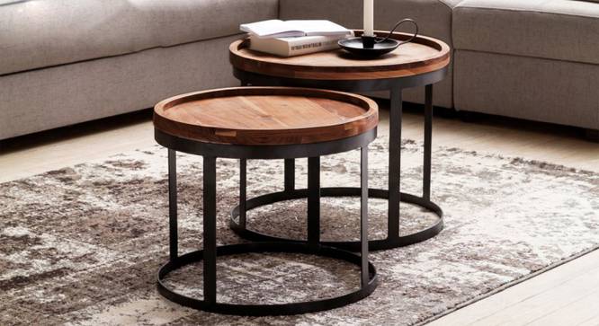 Birxton Solid Wood Nested Tables - Set of 2 (Honey Oak And Black Finish) by Urban Ladder - Front View Design 1 - 844539