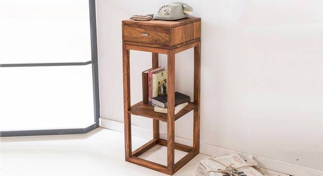 Wanetta Solid Wood Side Table (Honey Oak Finish) by Urban Ladder - Front View Design 1 - 844576