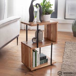 woodenmood Garrick Solid Wood Side Table in Natural & Black Finish-picture-10