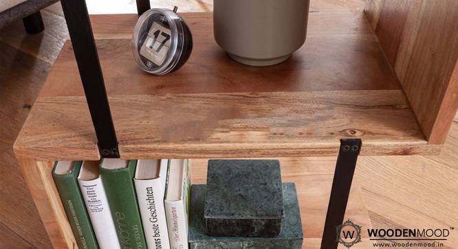 Garrick Solid Wood Side Table (Natural & Black Finish) by Urban Ladder - Design 1 Side View - 844637