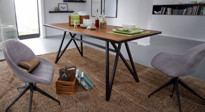 Iain 6 Seater Solid Wood Dining Table (Honey Oak Finish) by Urban Ladder - Front View Design 1 - 844666