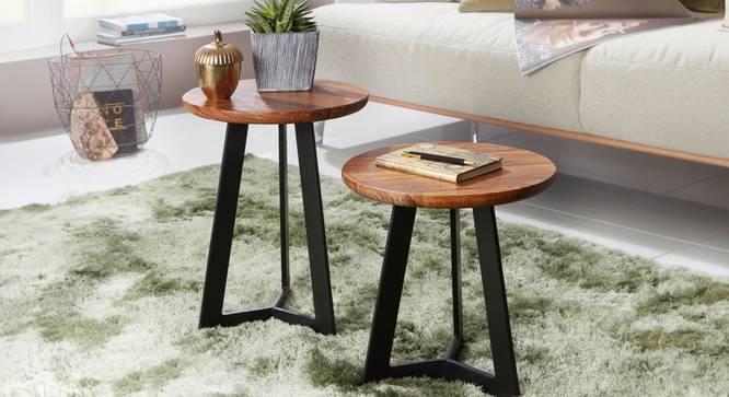 Avry Solid Wood Nested Tables (Honey Oak And Black Finish) by Urban Ladder - Design 1 Side View - 844675