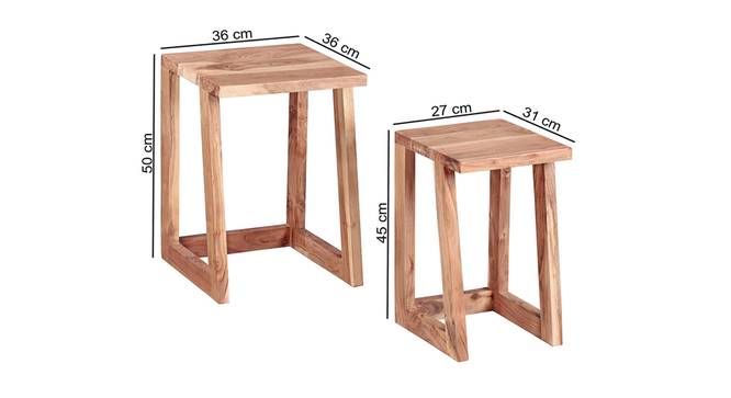 Jaydee Solid Wood Nested Tables - Set of 2 (Natural Finish) by Urban Ladder - Design 1 Side View - 844677