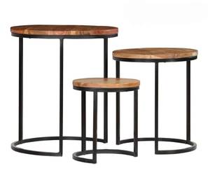 woodenmood Chelli Solid Wood Side Table in Natural & Metal Finish-picture-19