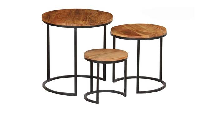 Chelli Solid Wood Nested Tables - Set of 3 (Natural & Metal Finish) by Urban Ladder - Front View Design 1 - 844703