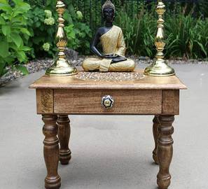woodenmood Terran Solid Wood Side Table in Rustic Teak Finish-picture-16