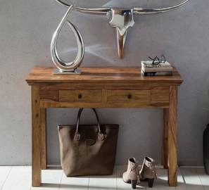 Console Table Design Bartram Solid Wood Console Table in Honey Oak Finish