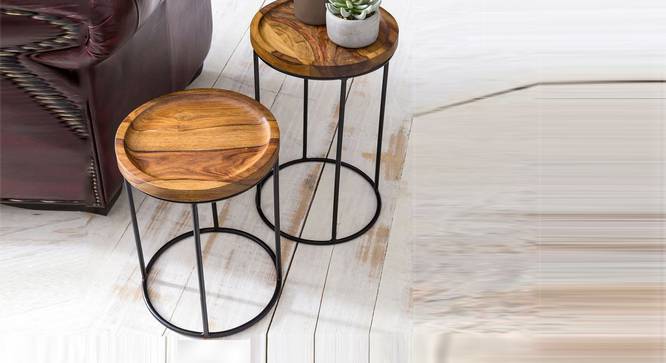 Shadow Solid Wood Nested Tables - Set of 2 (Honey Oak And Black Finish) by Urban Ladder - Front View Design 1 - 844800