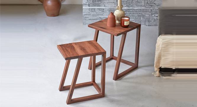 Reeves Solid Wood Nested Tables - Set of 2 (HONEY Finish) by Urban Ladder - Design 1 Side View - 844804