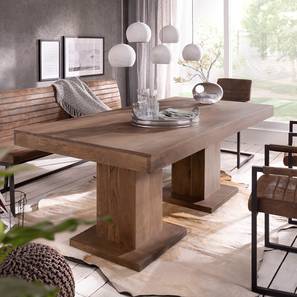 8 Seater Design Kaia Solid Wood 8 Seater Dining Table in Light Walnut Finish