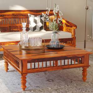 woodenmood Girli Square Solid Wood Coffee Table in Honey Oak Finish-picture-15