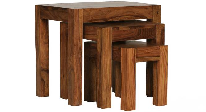 Brandyn Solid Wood Nested Tables - Set of 3 (HONEY Finish) by Urban Ladder - Design 1 Side View - 844884