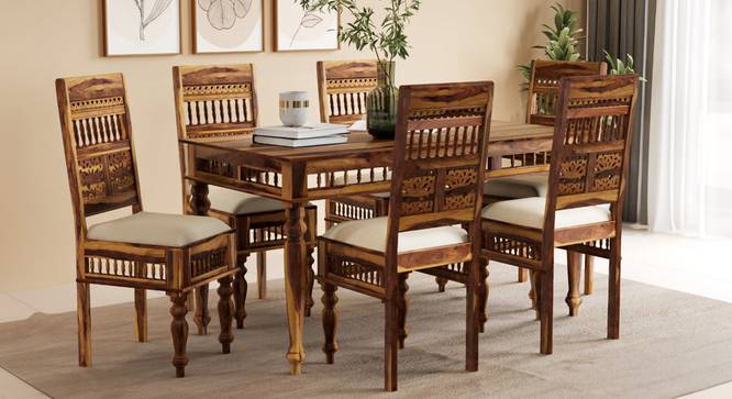 Reeves 6 Seater Dining Set (Brown, PROVINCIAL TEAK Finish) by Urban Ladder - Front View Design 1 - 844895