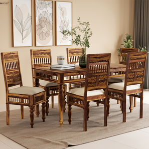 All 6 Seater Dining Table Sets Design Reeves 6 Seater Dining Set (Brown, PROVINCIAL TEAK Finish)