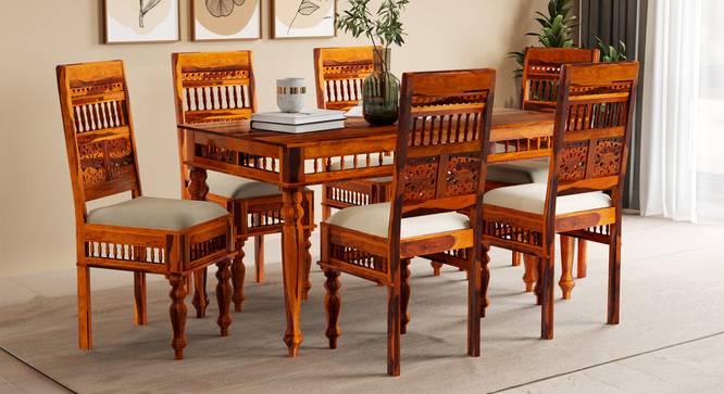 Reeves 6 Seater Dining Set (Brown, Honey Oak Finish) by Urban Ladder - Front View Design 1 - 844919