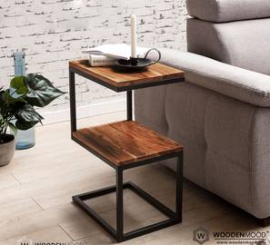 woodenmood Biren Solid Wood Side Table in Natural & Black Finish-picture-19