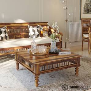 woodenmood Girli Square Solid Wood Coffee Table in Provincial Teak Finish-picture-18
