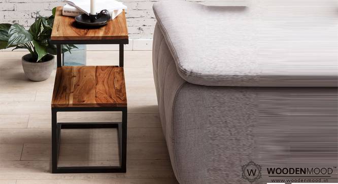 Biren Solid Wood Side Table (Natural & Black Finish) by Urban Ladder - Design 1 Side View - 844937