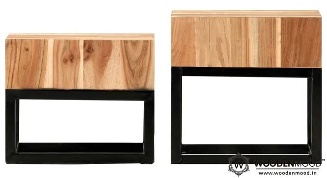 Harlin Solid Wood Nested Tables - Set of 2 (Natural & Black Finish) by Urban Ladder - Design 1 Side View - 844938