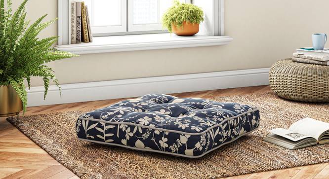 Cathy Floor Cushion 20x36 Botanical Blueprint (Botanical Blue Print) by Urban Ladder - Full View - 845265