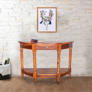 Evok Symphoney Design Cane Solid Wood Console Table in Matte Finish