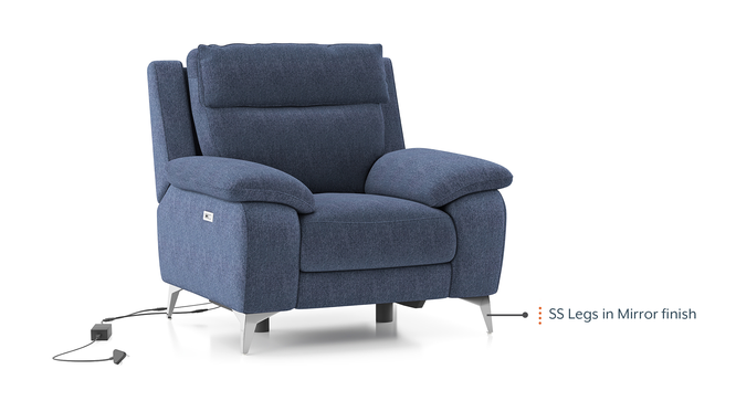 Emila Recliner (Blue, One Seater) by Urban Ladder - Cross View Design 1 - 846056