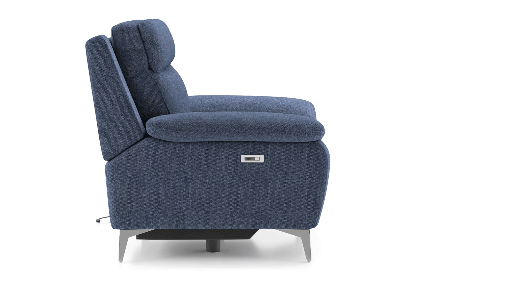 Emila Fabric Three Seater Motorized Recliner in Cream Colour Urban Ladder