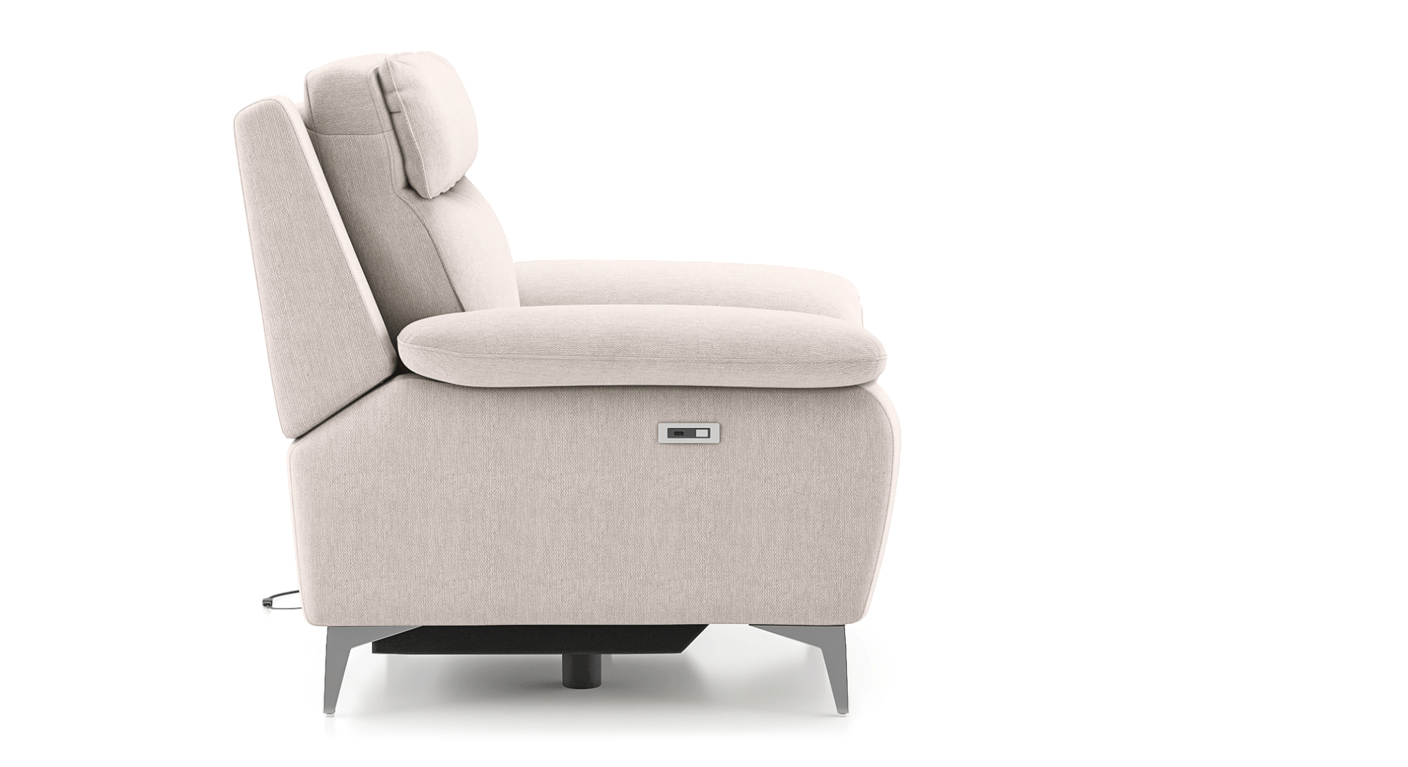 Emila Fabric Three Seater Motorized Recliner in Cream Colour Urban Ladder