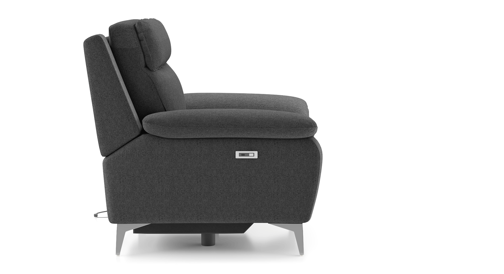 Emila Fabric Three Seater Motorized Recliner in Cream Colour Urban Ladder