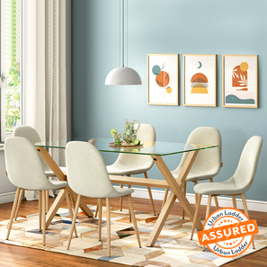 Dining Table Under 10k Design Nobu 6 Seater Glass Top Dining Table (Brown Finish)