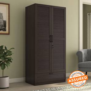 Cupboards Design Bennis Engineered Wood 2 Door Wardrobe Without Mirror in Dark Walnut Finish