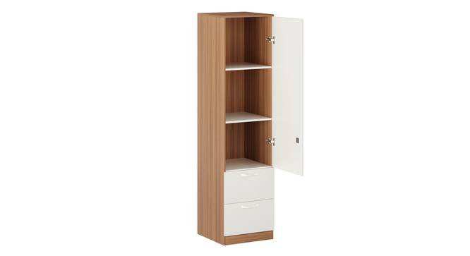 Andrie Single Door Wardrobe with Two Drawer (Walnut & Frosty Finish) by Urban Ladder - Front View Design 1 - 846946
