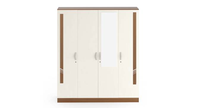 Andrie 4 Door Wardrobe with Mirror & Drawer (Walnut & Frosty Finish) by Urban Ladder - Front View Design 1 - 846949