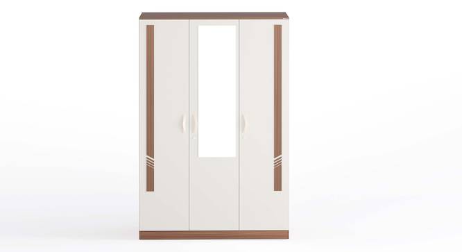 Andrie 3 Door Wardrobe with Mirror and Drawer (Walnut & Frosty Finish) by Urban Ladder - Front View Design 1 - 847015