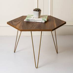 Teak Hexagonal Engineered Wood Coffee Table in Matte Finish-image-34