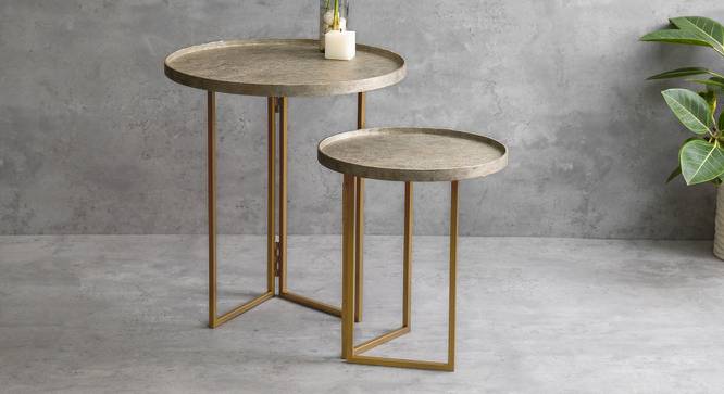 Transcendent Tinge Dark Gold Nested Table (Matte Finish) by Urban Ladder - Front View Design 1 - 847138