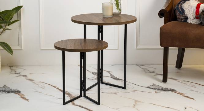 Walnut Hues Nested Table (Matte Finish) by Urban Ladder - Front View Design 1 - 847141