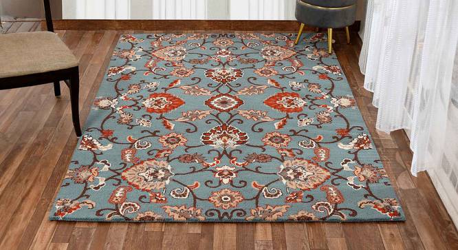 Wilbur Blue Wool Carpet (Blue, 6 x 9 Feet Carpet Size) by Urban Ladder - Front View Design 1 - 847394