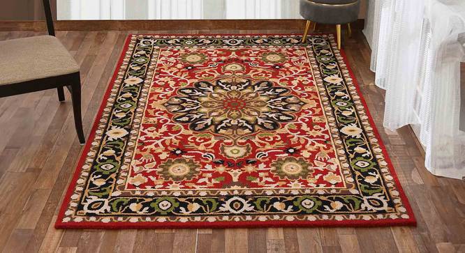 Yuten Red Wool Carpet (Red, 4 x 6 Feet Carpet Size) by Urban Ladder - Front View Design 1 - 847398