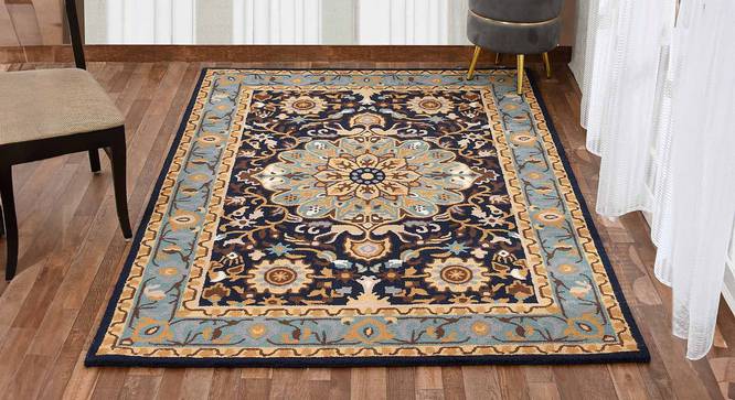 Ormond Blue Wool Carpet (Blue, 6 x 9 Feet Carpet Size) by Urban Ladder - Front View Design 1 - 847415
