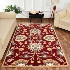 Home Decor In Palamner Design Red Traditional Hand Tufted Wool 5 X 8 Feet Carpet