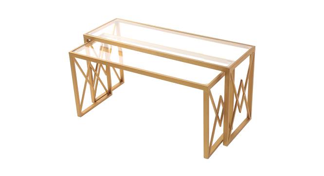 Valentino Clear Glass Nesting Coffee Table in Dark Gold Finish - 1-96-1-15 (Golden Finish) by Urban Ladder - Front View Design 1 - 847825