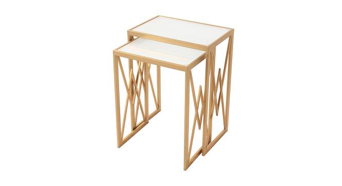 Valentino Frosted Glass Nesting Side Table in Dark Gold Finish - 1-96-1-14 (Golden Finish) by Urban Ladder - Front View Design 1 - 847828