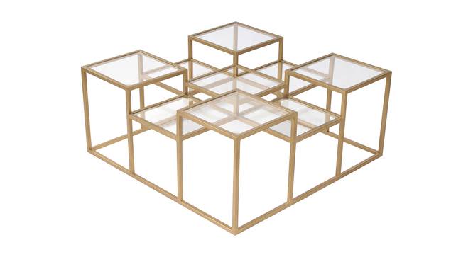 Valentino Clear Glass Bunching Coffee Table in Dark Gold Finish - 1-96-1-6 (Golden Finish) by Urban Ladder - Front View Design 1 - 847830