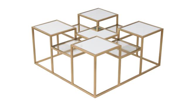 Valentino Glass Mirror Bunching Coffee Table in Dark Gold Finish - 1-96-1-8 (Golden Finish) by Urban Ladder - Front View Design 1 - 847832