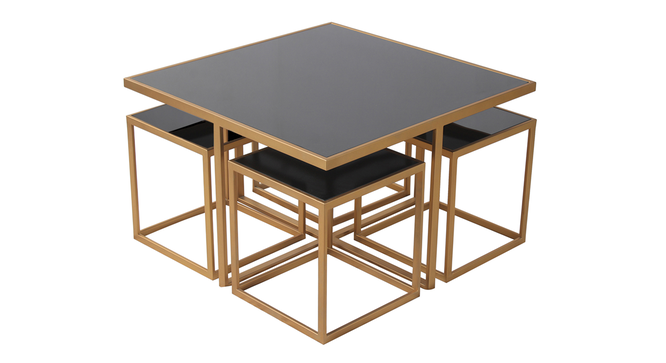 Valentino Black Glass Nesting Coffee Table in Dark Gold Finish - 1-96-1-10 (Golden Finish) by Urban Ladder - Front View Design 1 - 847834