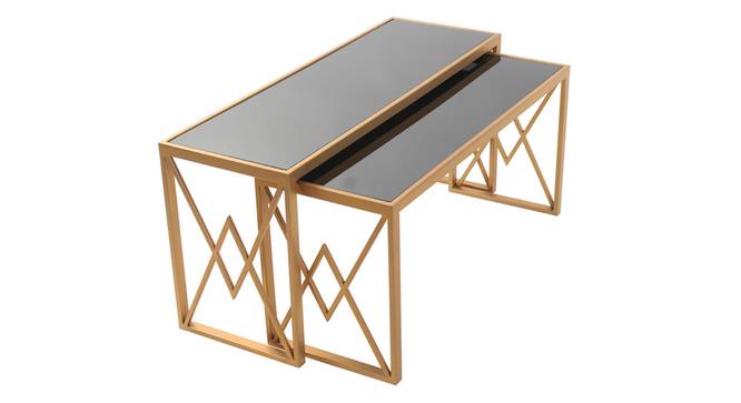 Valentino Black Glass Nesting Coffee Table in Dark Gold Finish - 1-96-1-16 (Golden Finish) by Urban Ladder - Design 1 Side View - 847838